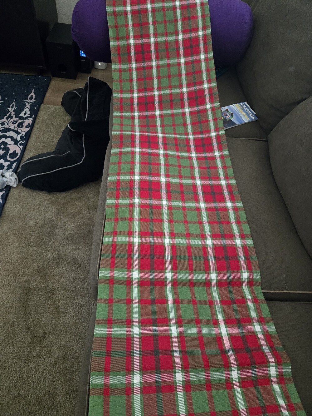 World Market Plaid Holiday Table Runner - Green and Red